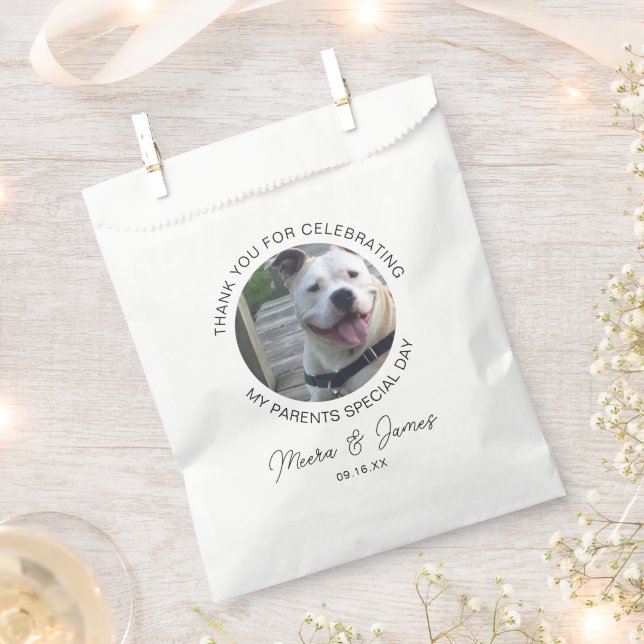 Sacolinha Casamento com Foto de Cachorro Moderno (Cortado)