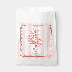 Sacolinha Casamento com Stripe de Buquê Rosa Floral