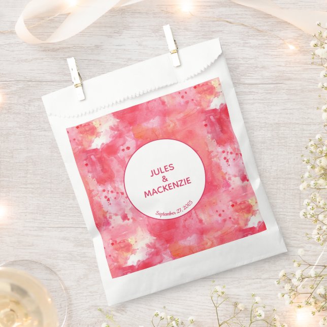 Sacolinha Casamento Cor de Água Cor-de-Rosa Moderna Abstrato (Cortado)