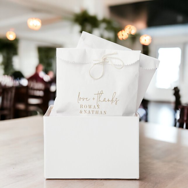 Sacolinha Casamento de Amor e Obrigados Dourados e Brancos M (Criador carregado)