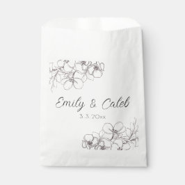 Sacolinha Casamento de Arte em Linha Floral Preta e Branca