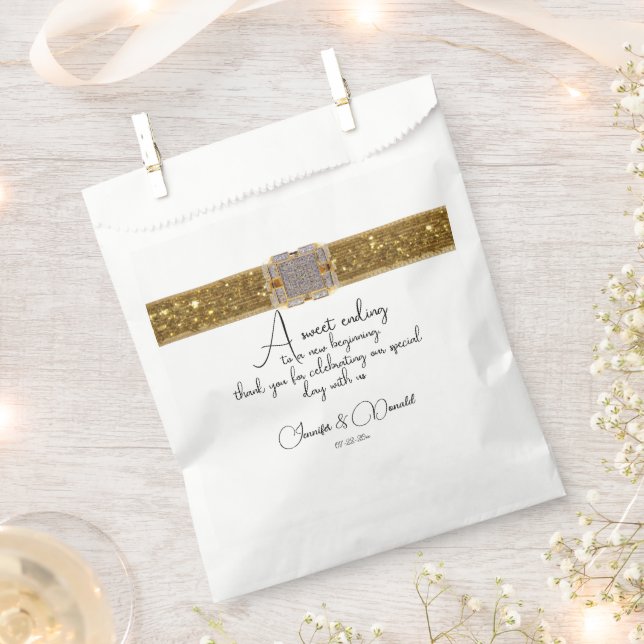 Sacolinha Casamento de Brooch Dourado negro e legante (Cortado)