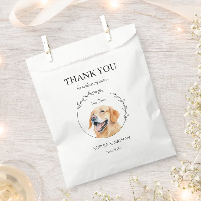 Sacolinha Casamento De Cachorro De Retriever ouro Obrigado A (Cortado)