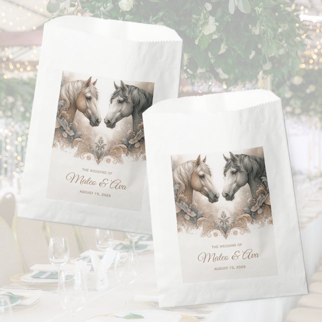 Sacolinha Casamento de Cavalos Elegantes (Elegant Horses Wedding Favor Bags)