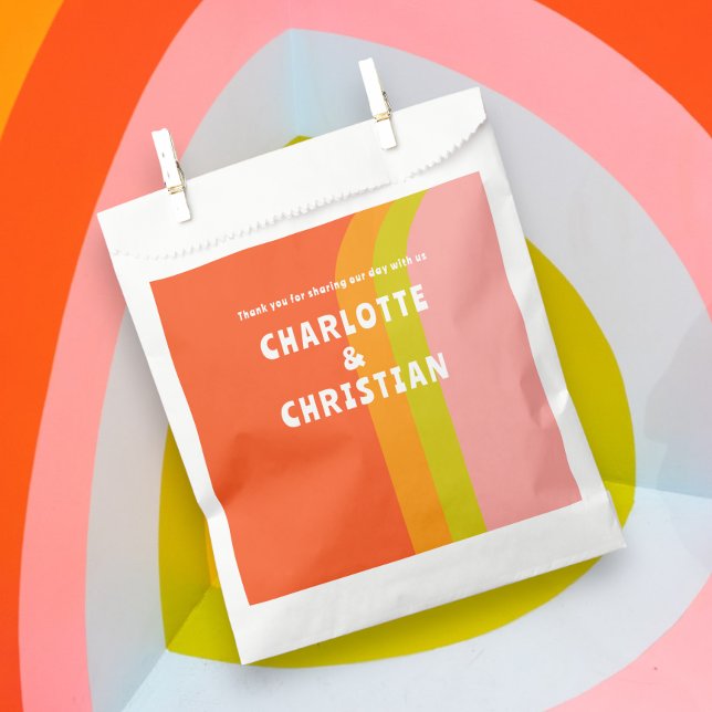 Sacolinha Casamento De Citros De Retro Negrito (Bold Retro Citrus Wedding Favor Bag. Personalized with your own text. Favor bags from Ricaso)