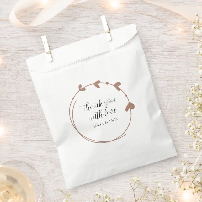 Sacolinha Casamento de Coração Simples Mocha (Cortado)