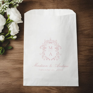 Sacolinha Casamento de Crista de Monograma de Rosas Elegante