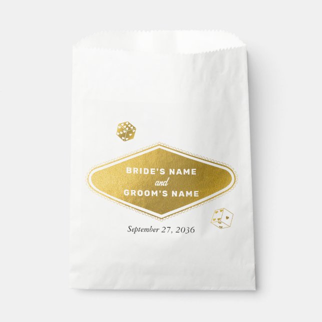 Sacolinha Casamento de Destino de Las Vegas Dourado (Frente)