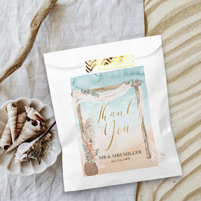 Sacolinha Casamento de Destino do Arch de Boho Beach (Boho beach wedding thank you favor bags perfect for destination wedding - Boho Beach Collection)