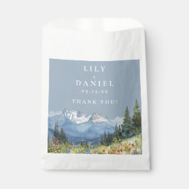 Sacolinha Casamento de Dusty Blue Watercolor Mountain