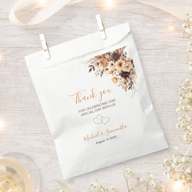 Sacolinha Casamento de Fall Rustic Brown e Ivory Rosa Countr (Cortado)