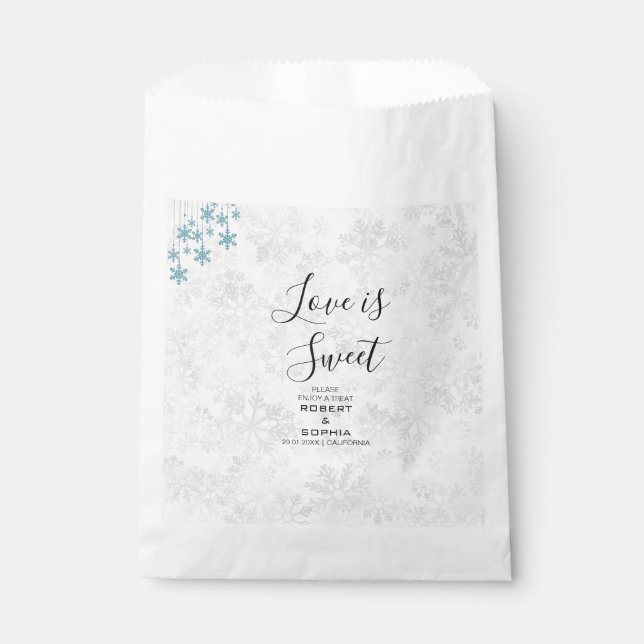 Sacolinha Casamento de Floco de Neve de Inverno (Frente)
