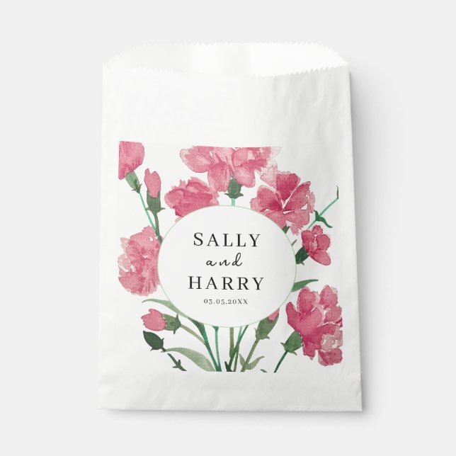 Sacolinha Casamento De Flor Rosa Delicado (Frente)