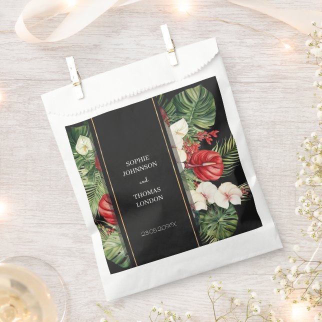 Sacolinha Casamento de flores tropicais e folhas de cor d'ág (Cortado)