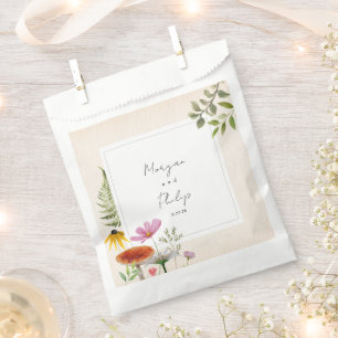 Sacolinha Casamento de Floresta Botânica em Napkins