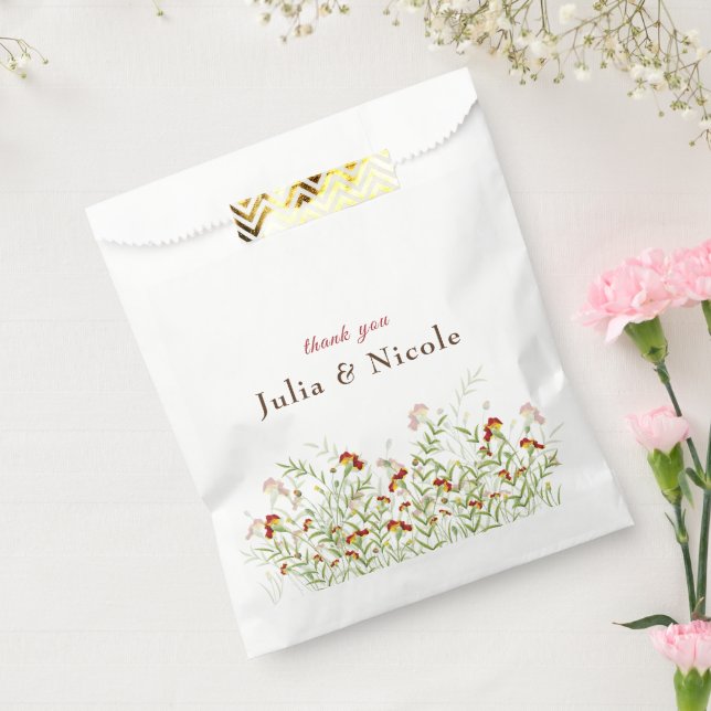 Sacolinha Casamento de Folhagem Amarelo-Flor Selvagem Marigo (Selado)