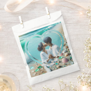 Sacolinha Casamento de Fotografias de Vidro do Mar bonito