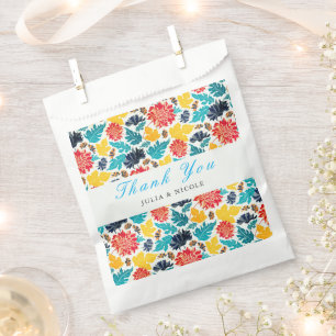 Sacolinha Casamento de Girassóis em Aquarela Azul Amarelo Na