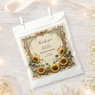 Sacolinha Casamento de girassol amarelo com armação de arte