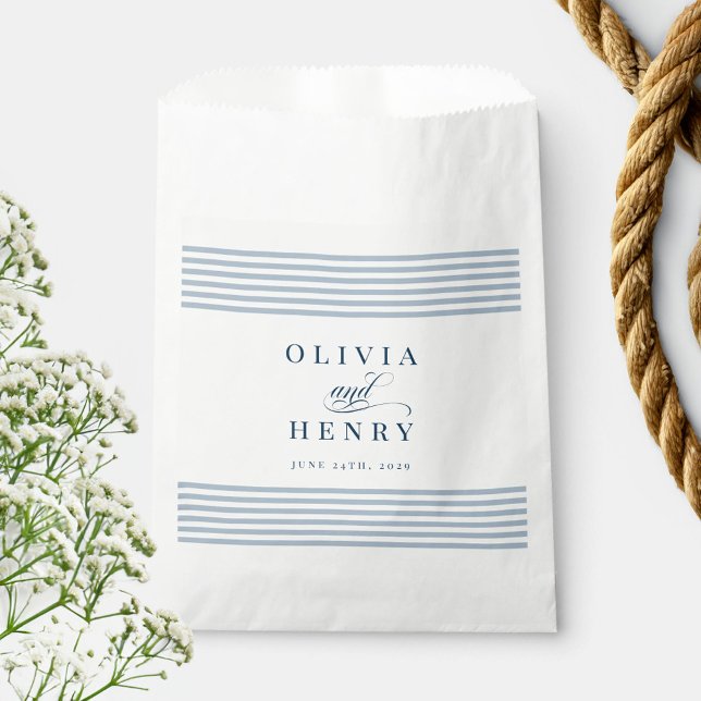 Sacolinha Casamento de Greve Azul Costeira Elegante (Criador carregado)