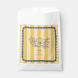 Sacolinha Casamento de Greve Botânica Azul Amarelo Floral