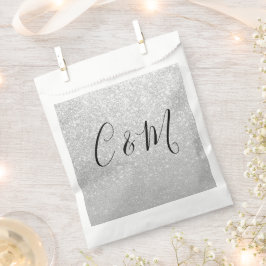 Sacolinha Casamento de Lama de Prata de Monograma Elegante