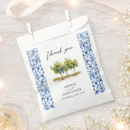 Sacolinha Casamento de limão com Azulejos italianos azuis me