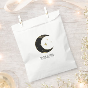 Sacolinha Casamento de Lua e Estrelas Celestiais Preto e Dou