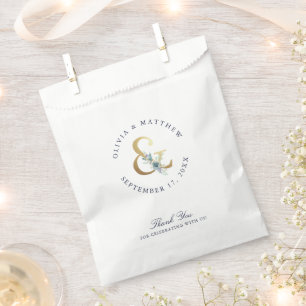 Sacolinha Casamento De Luxe Floral Ampersand Obrigado