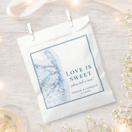 Sacolinha Casamento de Mapa Elegante de Long Branch New Jers