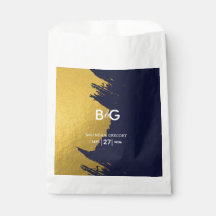 Casamento de Monograma Azul com Marinho Dourado Fa