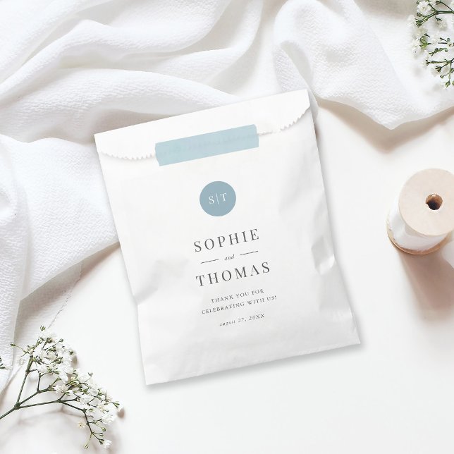 Sacolinha Casamento de Monograma Clássico de Cor Editável (Criador carregado)