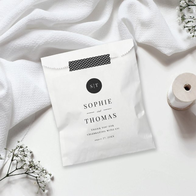 Sacolinha Casamento de Monograma Clássico de Cor Editável (Criador carregado)