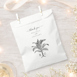 Sacolinha Casamento de Monograma de Árvore Tropical Minimali