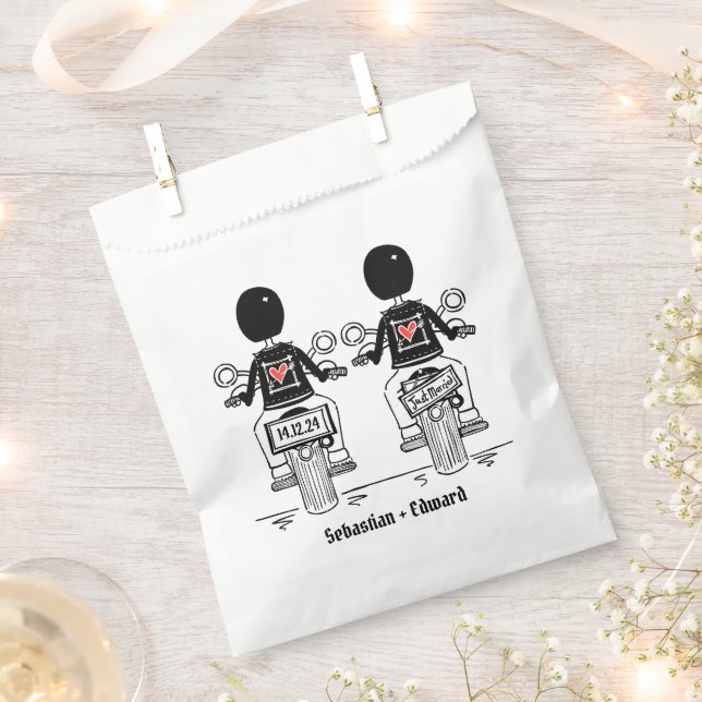 Sacolinha Casamento de motocicleta personalizado de dois gru (Cortado)