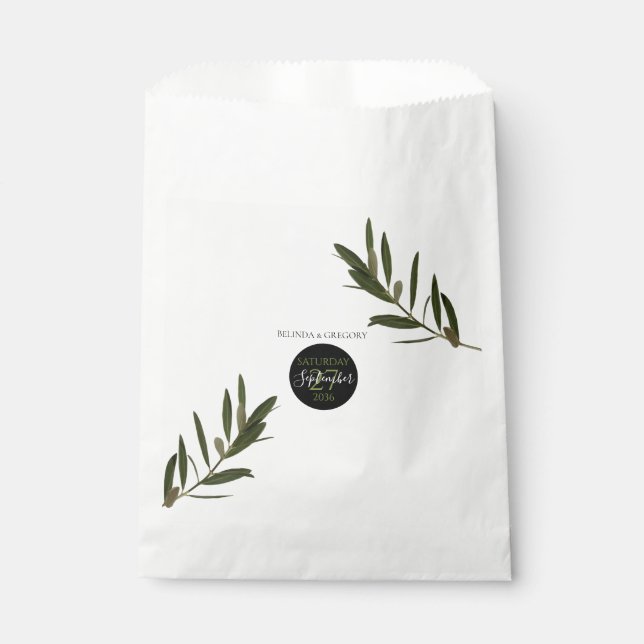 Sacolinha Casamento de Oliveira Greenery (Frente)