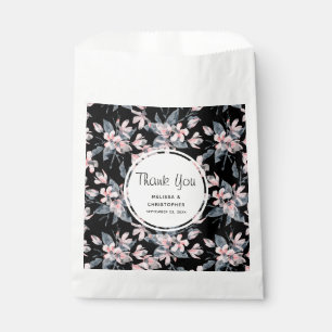 Sacolinha Casamento de Padrão Floral de Aquarela Rosa e Cin