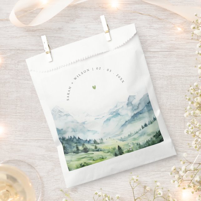 Sacolinha Casamento de Paisagem de Montanha de Neve Molhada (Cortado)