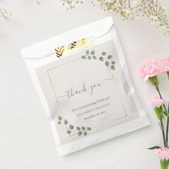 Sacolinha Casamento de Quadros Geométricos Verdes Minimalist (Selado)