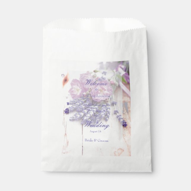 Sacolinha Casamento de Rosa e Lavanda de Verão (Frente)
