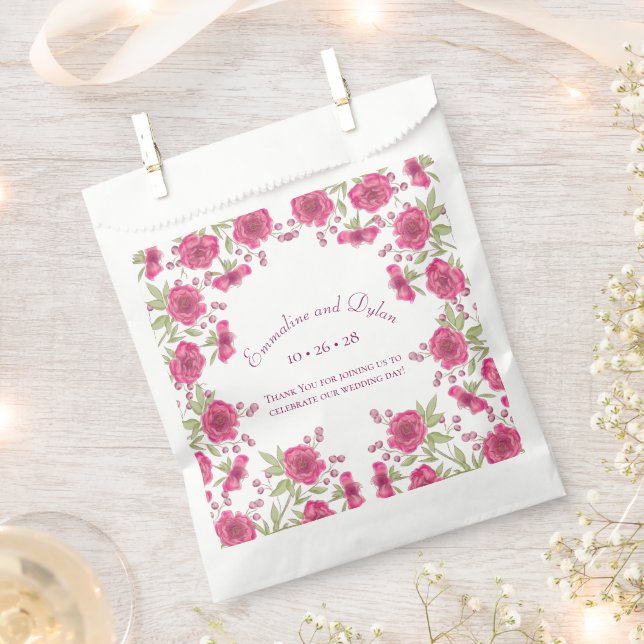 Sacolinha Casamento de Rosa Rosa Brilhante (Cortado)