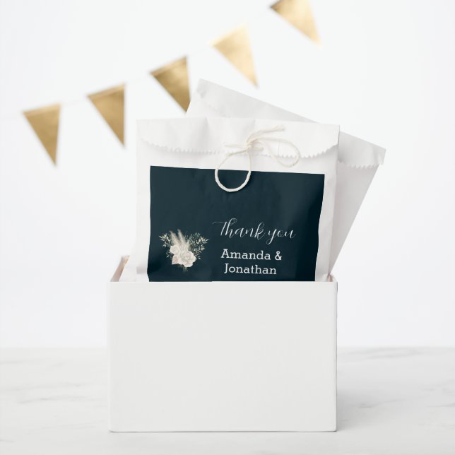 Sacolinha Casamento de Rosas Brancas Azuis e Marinhos Elegan (Festa)