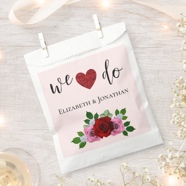 Sacolinha Casamento de Rosas Vermelhas e Rosa (Cortado)