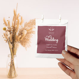 Sacolinha Casamento de Toneladas Vermelhas Escuras Monograma