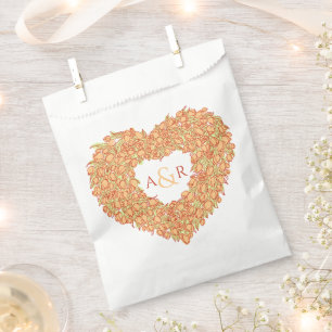 Sacolinha Casamento de tulipa de coração de coroa laranja