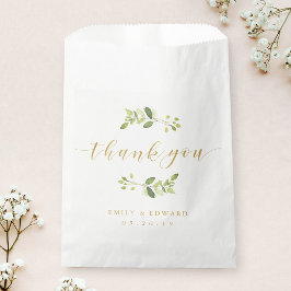 Sacolinha Casamento de Verde e Dourado Obrigado