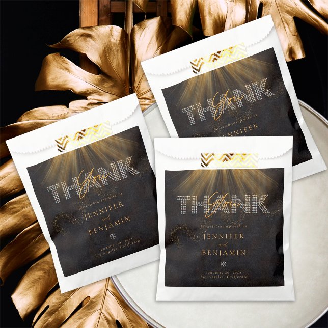 Sacolinha Casamento Dourado Elegante Chic Diamond Black (Criador carregado)