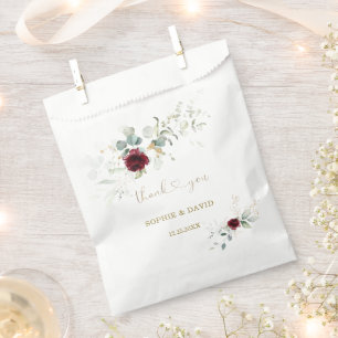 Sacolinha Casamento Dourado Floral de Airy Greenery Burgundy