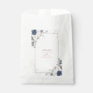 Sacolinha Casamento Dourado Floral Rosa-Rosa Azul-Dusty