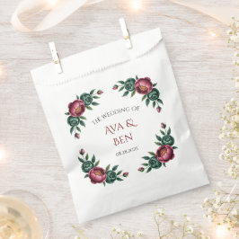 Sacolinha Casamento Elegante Burgundy e Emerald Peony